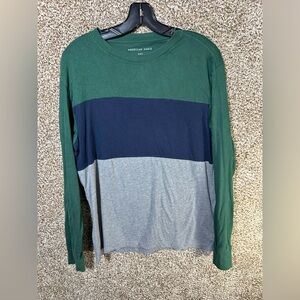 American Eagle Outfitters Men's Tri-Color Long Sleeve Tee